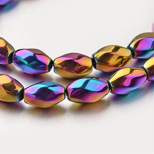 

PandaHall Electroplate Non-magnetic Synthetic Hematite Beads Strands, Twisted Oval, Multi-color Plated, 12x8~9mm, Hole: 1mm, about...