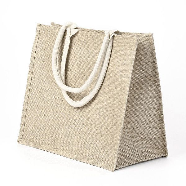 

PandaHall Jute Portable Shopping Bag, Reusable Grocery Bag Shopping Tote Bag, Tan, 31.5x36cm Cloth None Orange
