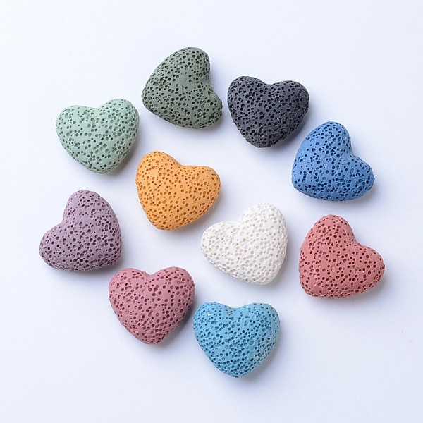 

PandaHall Unwaxed Natural Lava Rock Beads, for Perfume Essential Oil Beads, Aromatherapy Beads, Dyed, Heart, No Hole/Undrilled, Mixed Color..., Multicolor