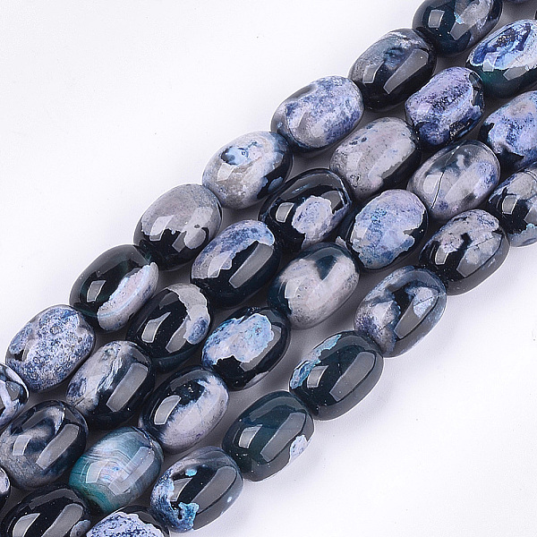 

PandaHall Natural Fire Crackle Agate Beads Strands, Dyed, Barrel, Royal Blue, 17~18x13mm, Hole: 1mm, about 22pcs/strand, 15.3 inch Fire...