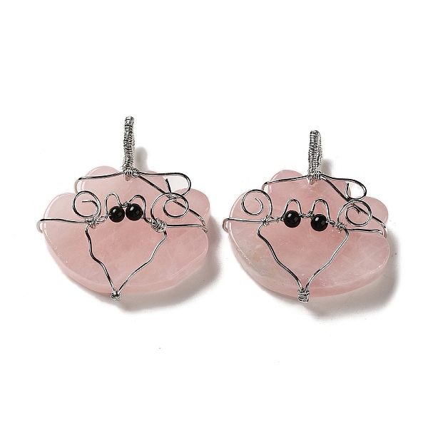 

PandaHall Natural Rose Quartz Copper Wire Wrapped Pendants, Cloud Charms, Rack Plating, Platinum, 47~49x44.5~46x13~13.5mm, Hole...