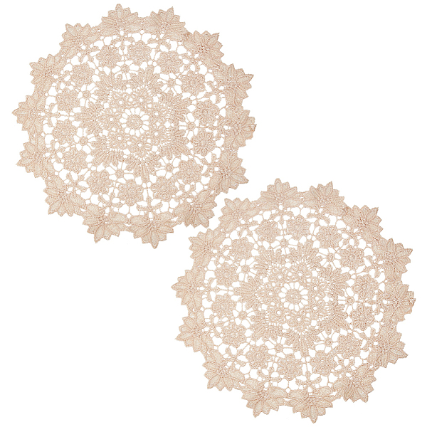 

PandaHall Polyester Cup Mats, Hollow Lace Flower Coaster, PapayaWhip, 350x1mm Polyester Flower Orange