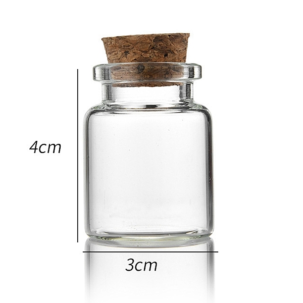 

PandaHall Glass Bottle, with Cork Plug, Wishing Bottle, Column, Clear, 3x4cm, Capacity: 15ml(0.51fl. oz) Glass Column Clear