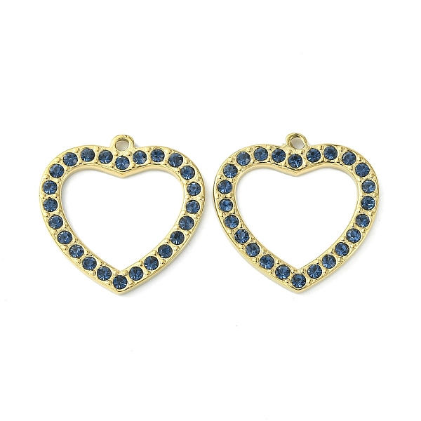 

PandaHall Real 14K Gold Plated 304 Stainless Steel Pendants, with Rhinestone, Heart Charms, Light Sapphire, 24.5x24.5x2.5mm, Hole: 1.6mm..., Blue