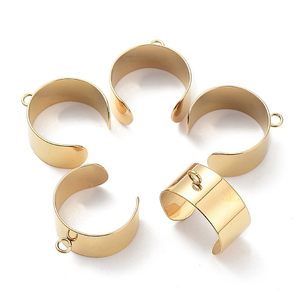 

PandaHall Stainless Steel Open Cuff Finger Ring Components, Loop Ring Base, Golden, US Size 8 1/2(18.5mm), 10mm, Hole: 2.4mm Stainless Steel