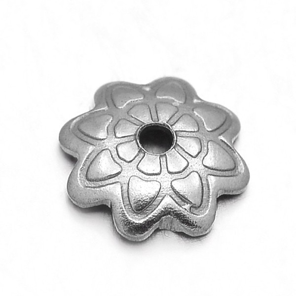 

PandaHall Multi-Petal 304 Stainless Steel Bead Caps, Stainless Steel Color, 8x1.5mm, Hole: 1mm 304 Stainless Steel