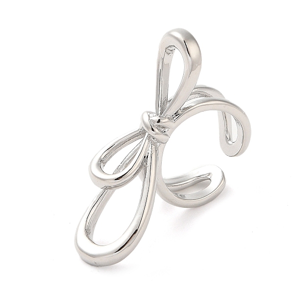 

PandaHall Brass Cuff Rings, Bowknot, Platinum, US Size 6(16.5mm) Brass Bowknot