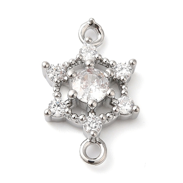 

PandaHall Brass Pave Clear Cubic Zirconia Connector Charms, Flower Links, Platinum, 17x10x4mm, Hole: 1.2mm Brass+Cubic Zirconia Flower Clear