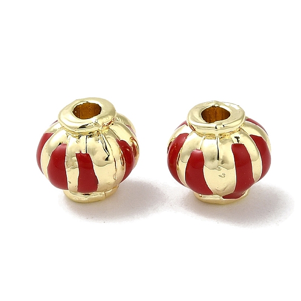 

PandaHall Rack Plating Alloy Enamel Beads, Long-Lasting Plated, Real 18K Gold Plated, Lantern, Indian Red, 6x6mm, Hole: 1.6mm Alloy+Enamel...