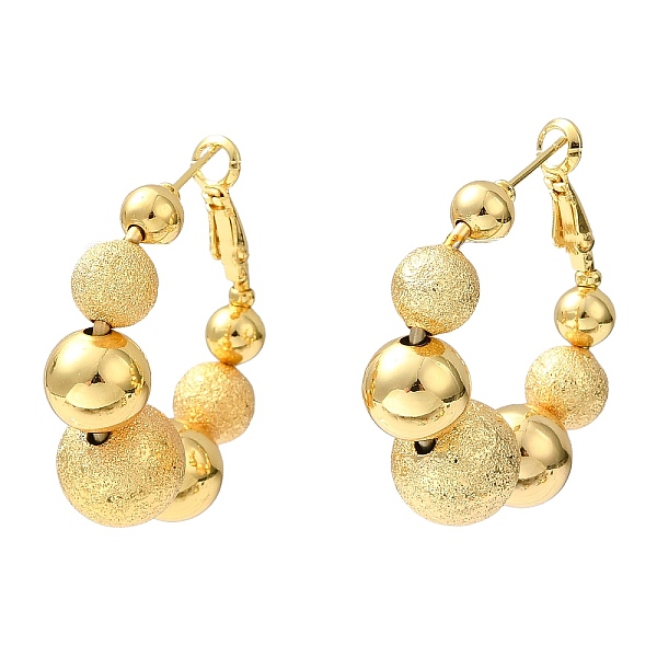 

PandaHall Rack Plating Brass Round Beaded Hoop Earrings, Lead Free & Cadmium Free, Long-Lasting Plated, Real 18K Gold Plated, 38x35x12mm...