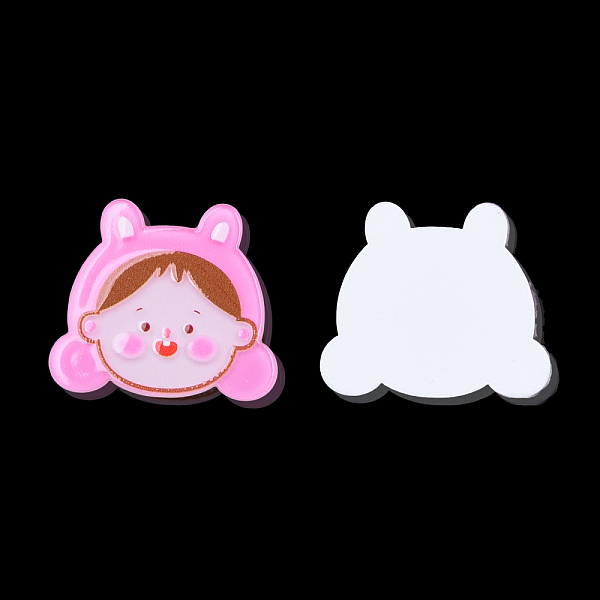 

PandaHall Printed Acrylic Cabochons, Baby, Pearl Pink, 27x31x2mm Acrylic Human