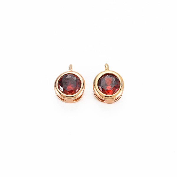 

PandaHall Brass Charms, with Rhinestone, Nickel Free, Flat Round, Real 18K Gold Plated, Siam, 7x5x3mm, Hole: 1mm Brass+Rhinestone Flat Round..., Red