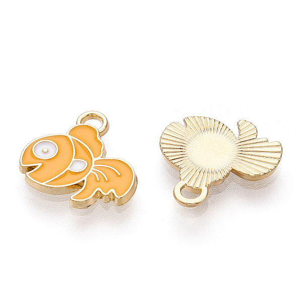 

PandaHall Light Gold Plated Alloy Enamel Pendants, Cadmium Free & Lead Free, Goldfish, Orange, 16.5x15.5x2.5mm, Hole: 1.8mm Alloy+Enamel...