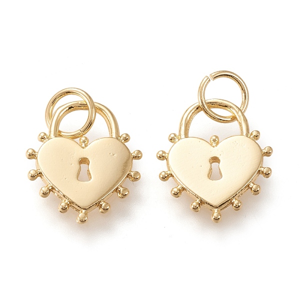 

PandaHall Brass Pendants, with Jump Rings, Long-Lasting Plated, Heart Lock, Golden, 15x13x1.3mm, Hole: 4.5mm Brass Lock