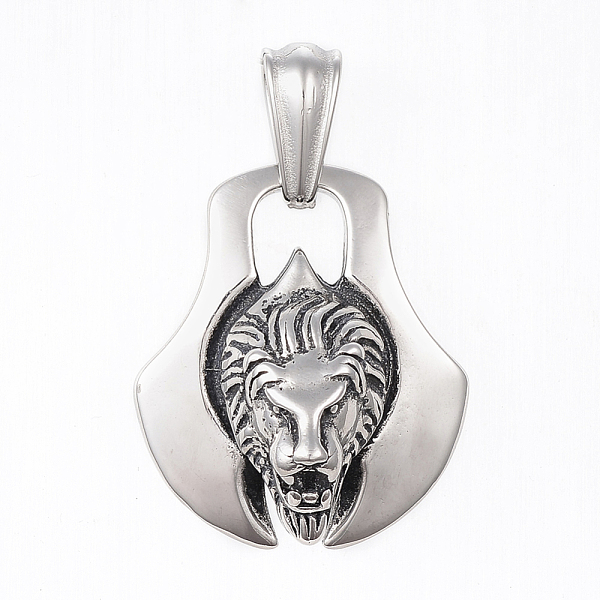 

PandaHall 304 Stainless Steel Pendants, Large Hole Pendants, Lion, Antique Silver, 35x30.5x15mm, Hole: 5.5x12mm 304 Stainless Steel Lion