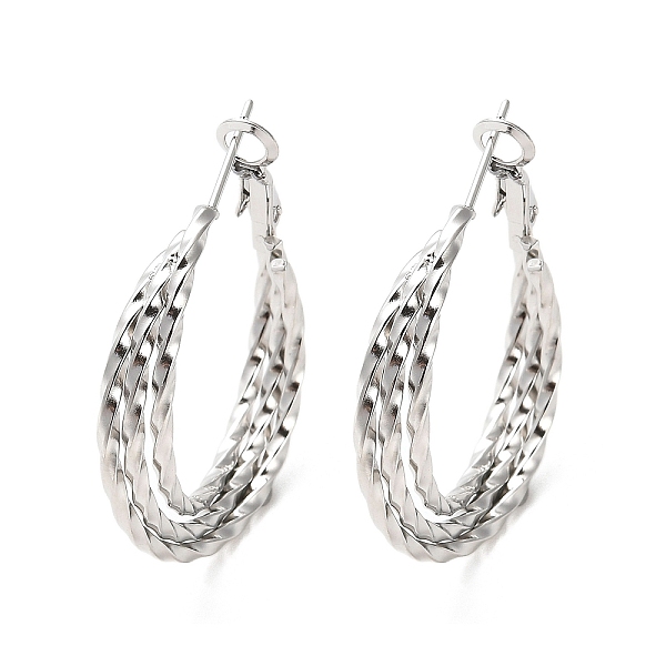 

PandaHall 202 Stainless Steel Triple Hoop Earrings, with 304 Stainless Steel Pins, Stainless Steel Color, 30x6mm 202 Stainless Steel