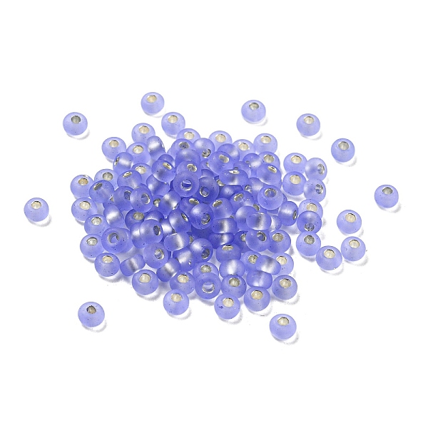 

PandaHall Frosted Silver Lined Glass Seed Beads, Round Hole, Round, Medium Slate Blue, 3x2mm, Hole: 1mm, 787pcs/bag Glass