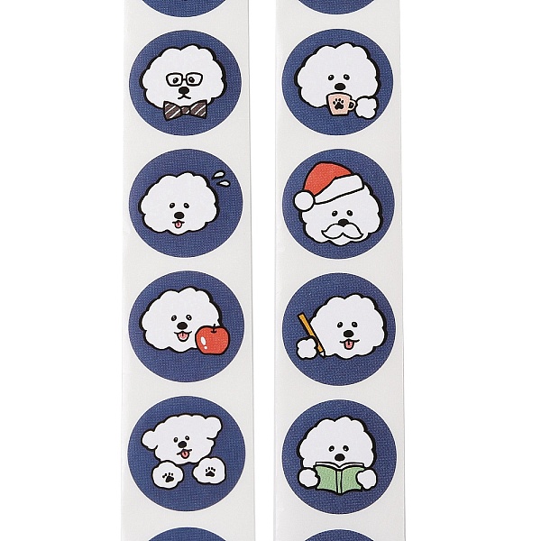

PandaHall Self-Adhesive Stickers, Round with Animal, for Presents Decoration, Dog, 25mm 500pcs/roll Paper Dog