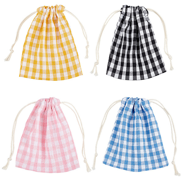 4 sac de rangement en lin tartan 4 couleurs