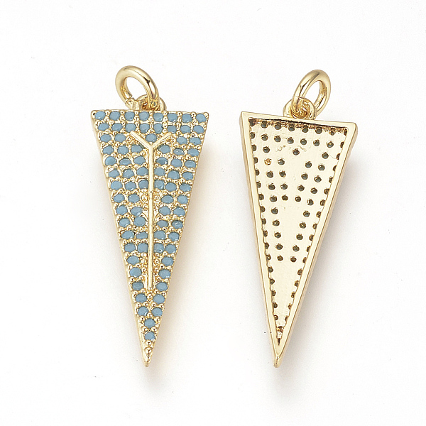 

PandaHall DIY Brass Micro Pave Cubic Zirconia Pendants, Triangle, Golden, 28x11x2.5mm, Hole: 3mm Brass+Cubic Zirconia Triangle