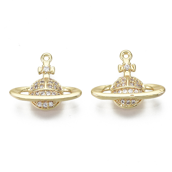 

PandaHall Brass Micro Pave Clear Cubic Zirconia Charms, Nickel Free, Planet, Real 18K Gold Plated, 12.5x15x3mm, Hole: 0.8mm Brass+Cubic...