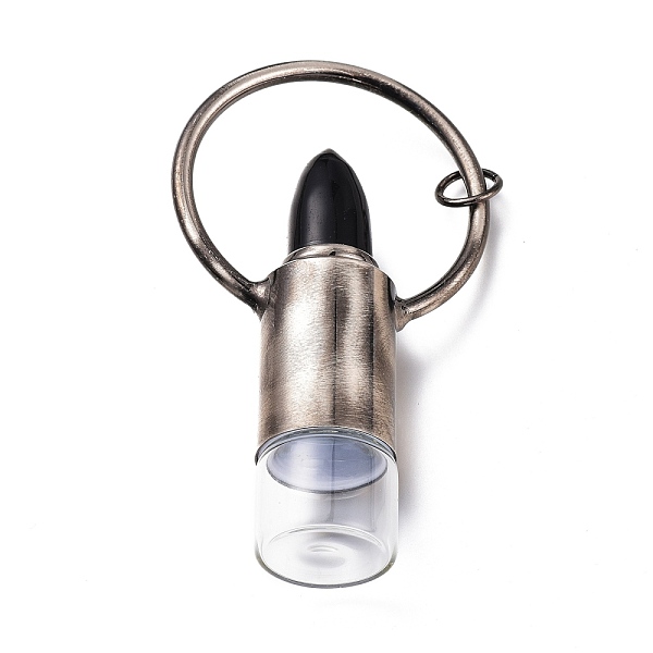 

PandaHall Lipstick Shape Natural Mixed Gemstone Perfume Bottle, with Glass Roller Ball, 304 Stainless Steel Findings and Jump Rings...