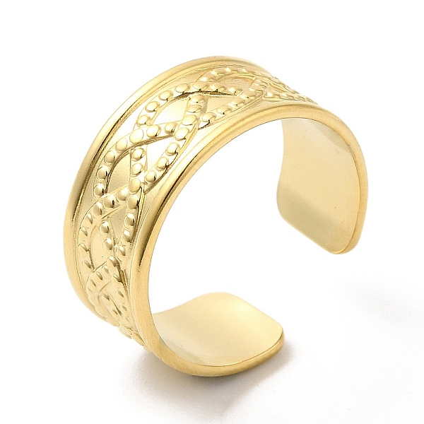 

PandaHall 304 Stainless Steel Twist Rope Pattern Open Cuff Ring for Women, Real 14K Gold Plated, Inner Diameter: 19mm 304 Stainless Steel