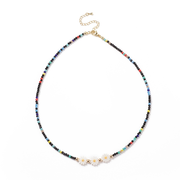 

PandaHall Shell Sunflower & Glass Beaded Necklace for Women, Colorful, 17.17 inch(43.6cm) Glass