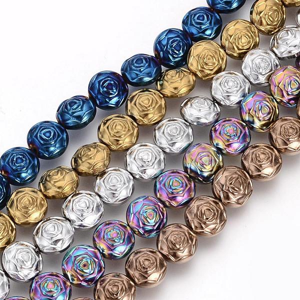 

PandaHall Electroplate Non-magnetic Synthetic Hematite Beads Strands, Flower, Mixed Color, 8x5mm, Hole: 1mm, about 50pcs/strand, 15.7 inch...
