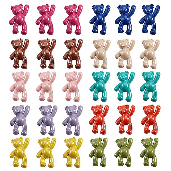 

PandaHall 30Pcs 10 Colors Opaque Acrylic Pendants, Pearl Luster Plated, Bear, Mixed Color, 36x22x13.5mm, Hole: 2.5mm, 3pcs/color Acrylic..., Multicolor