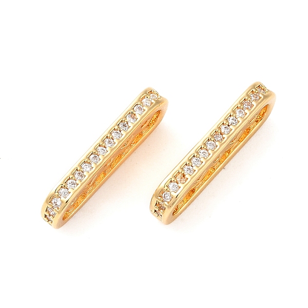 

PandaHall Brass Micro Pave Cubic Zirconia Multi-Strand Links, Rectangle Connector, Spacer Bars, Real 18K Gold Plated, 17x2x6mm, Hole: 1mm..., Clear
