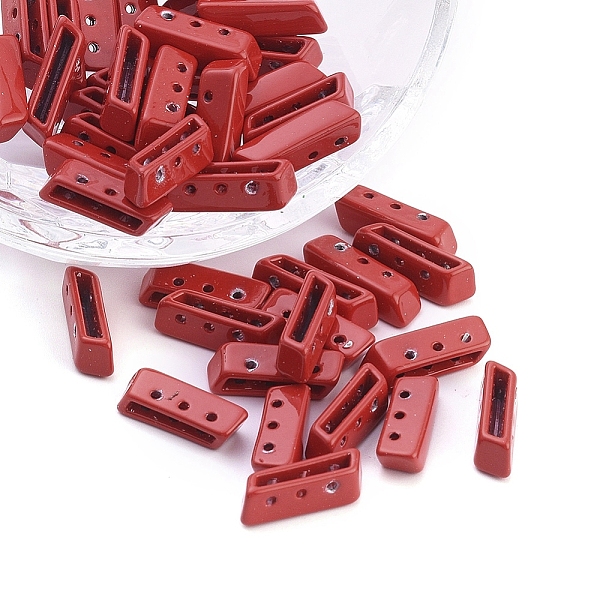 

PandaHall Spray Painted Alloy Multi-Strand Links, For Tile Elastic Bracelets Making, Rectangle, Red, 5x14x4mm, Hole: 1mm Alloy Rectangle Red