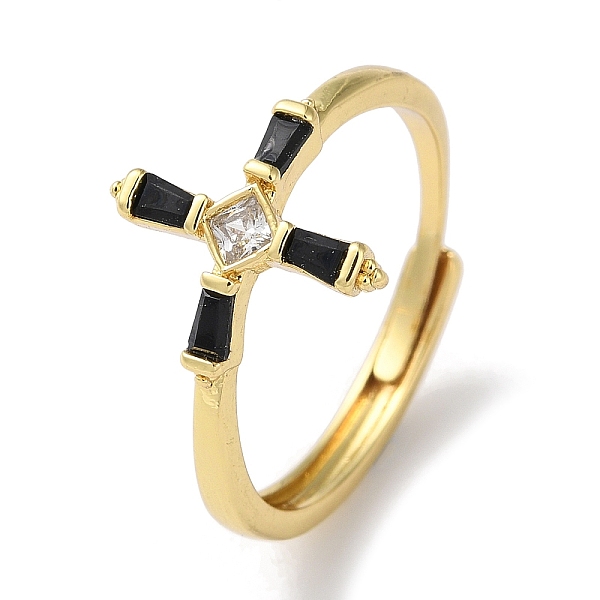 

PandaHall Brass with Cubic Zirconia Adjustable Rings, Cross, Golden, US Size 9 1/4(19.1mm) Brass+Cubic Zirconia Cross