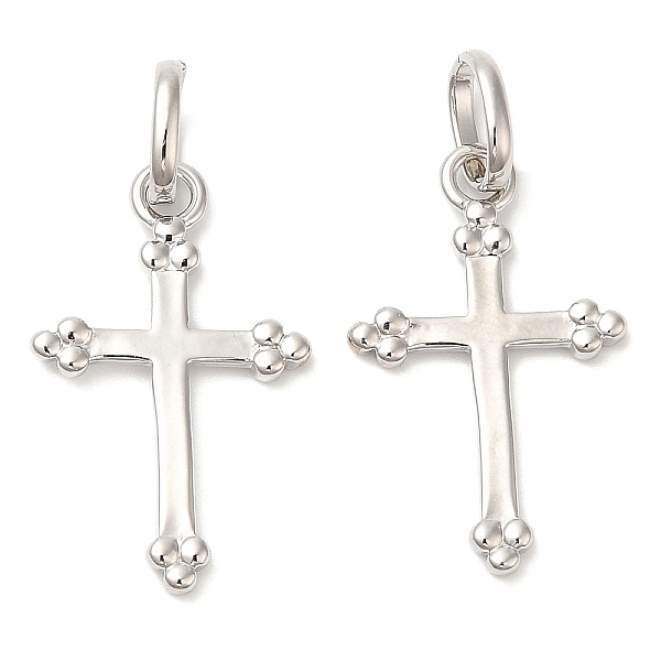 

PandaHall Rack Plating Brass Pendants, Long-Lasting Plated, Cadmium Free & Lead Free, Cross Charms, Platinum, 25x15x2mm, Hole: 4.2mm Brass...