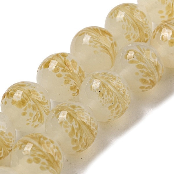 

PandaHall Handmade Lampwork Beads Strands, Round with Leaf, Light Khaki, 12~12.5x11~11.5mm, Hole: 1.2~1.5mm, about 45pcs/strand, 19.96 inch...