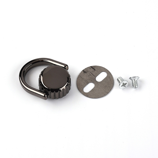 

PandaHall Zinc Alloy Bag Lifting Ring, with Iron Screws & Shim, Gunmetal, 0.5~2.5x0.5~2x0.04~0.9cm, Hole: 2.5mm and 6x3mm, 4pcs/set Alloy
