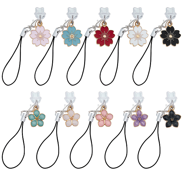 10Pcs Flower Allloy Enamel Mobile Straps-image-HJEW-OC00122-en