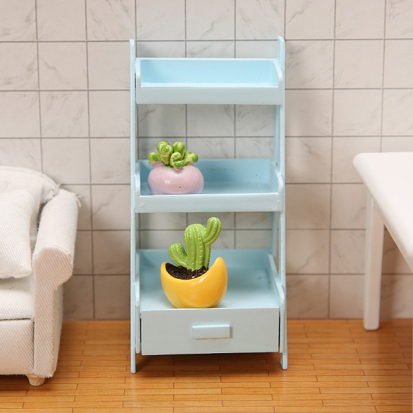 

PandaHall Miniature 3 Tiers Wood Display Racks, for Dollhouse, Rectangle, Light Sky Blue, 50x55x108mm Wood Furniture & Appliances