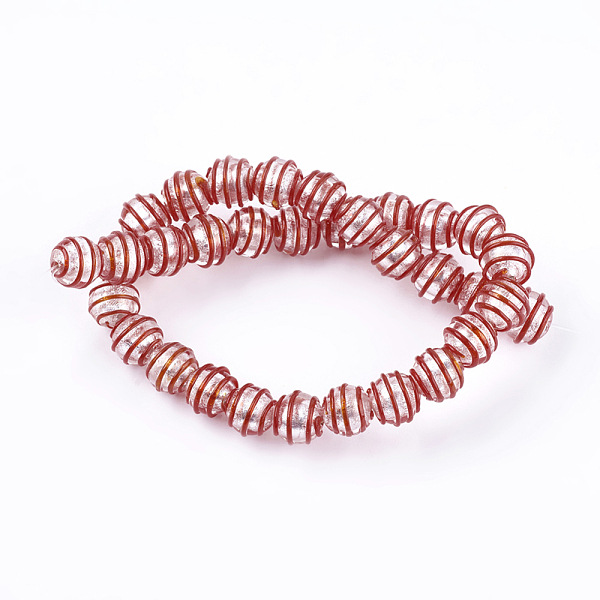 

PandaHall Handmade Silver Foil Glass Lampwork Beads, Round, Orange Red, 12.5~13x11~12mm, Hole: 1~2mm Silver Foil Round Red