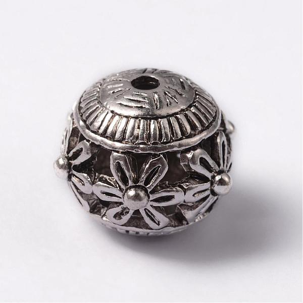 

PandaHall Round Tibetan Style Alloy Hollow Beads, Antique Silver, 15x14mm, Hole: 2mm Alloy Round