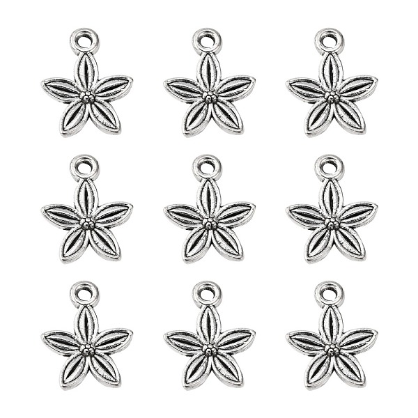 PandaHall Tibetan Style Alloy Pendants, Lead Free, Cadmium Free and Nickel Free, Antique Silver, 13.5x10.5x3mm, Hole: 1.5mm Alloy Flower
