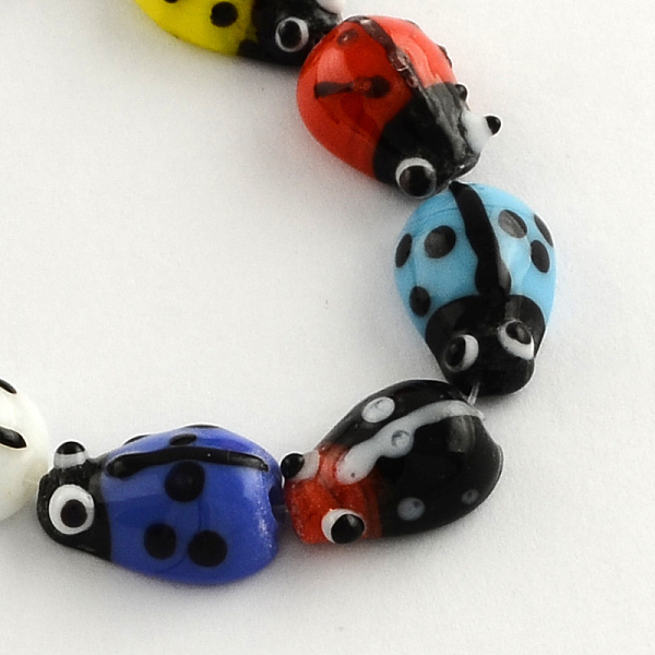 

PandaHall Ladybug Handmade Lampwork Beads Strands, Mixed Color, 20x14~15x9mm, Hole: 1mm, about 20pcs/strand, 15.3 inch Lampwork Ladybug..., Multicolor
