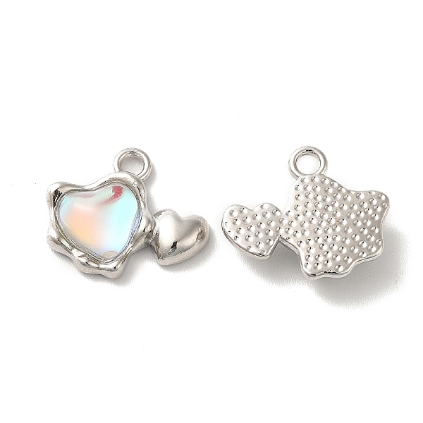 

PandaHall Alloy Pendant, with Glass, Lead Free & Cadmium Free, Heart Charm, Platinum, 14x17x4mm, Hole: 2mm Alloy+Glass Heart Multicolor