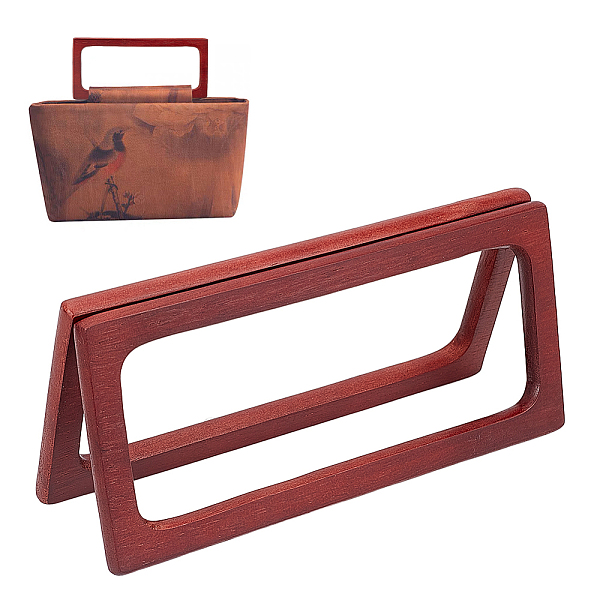 PandaHall Wood Bag Handles, for Handmade Bag Handbags Purse Handles Replacement, Rectangle, Dark Red, 19.7x8.8x0.85cm, Inner Diameter...