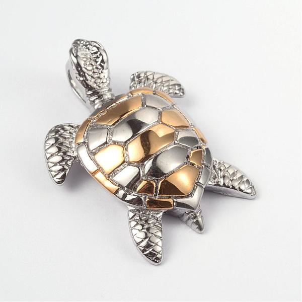 

PandaHall 316 Surgical Stainless Steel Pendants, Tortoise, Golden & Stainless Steel Color, 45x34x10mm, Hole: 5x9mm 316 Surgical Stainless...