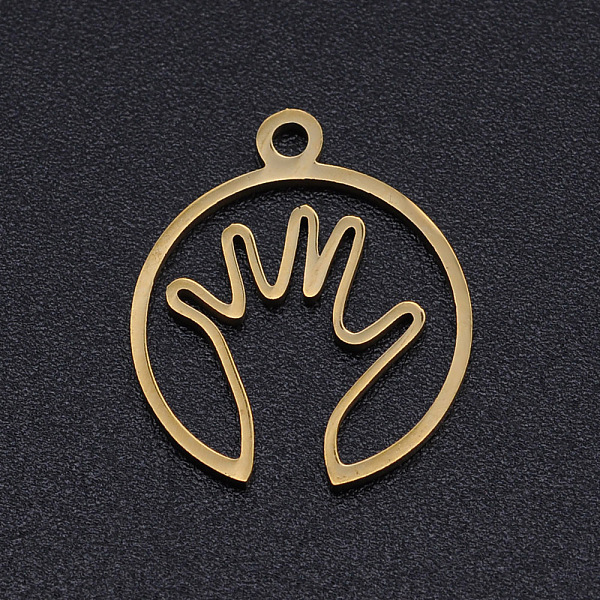 

PandaHall 201 Stainless Steel Laser Cut Pendants, Palm, Golden, 17x15x1mm, Hole: 1.5mm 201 Stainless Steel Palm