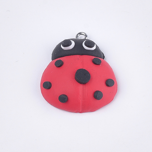 

PandaHall Handmade Polymer Clay Pendants, with Iron Findings, Ladybug, Platinum, Red, 29.5x24.5x10mm, Hole: 1.5mm Polymer Clay Ladybug Red