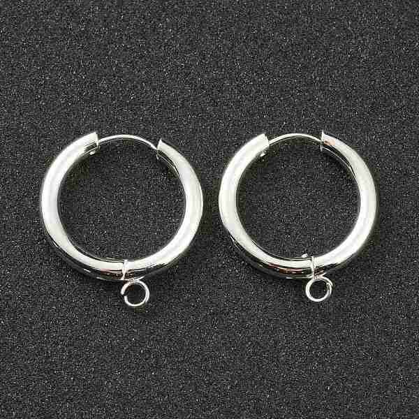 

PandaHall 201 Stainless Steel Huggie Hoop Earring Findings, with Horizontal Loop and 316 Surgical Stainless Steel Pin, Silver, 25x23x3mm...