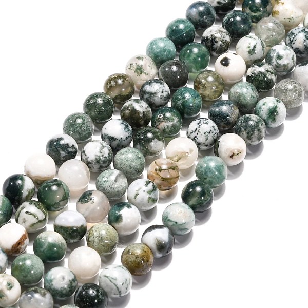 

PandaHall Natural Tree Agate Beads Strands, Round, Medium Sea Green, 8mm, Hole: 1mm Tree Agate Round Green
