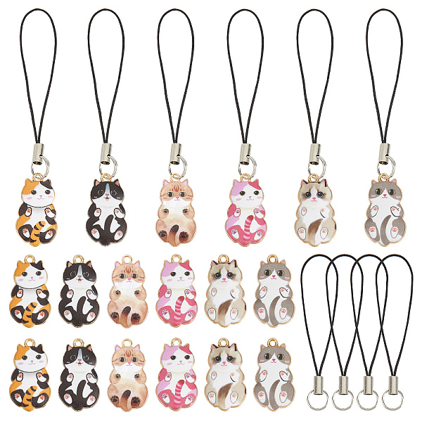 PandaHall SUNNYCLUE 1 Box 24 Set 6 Styles Phone Charms Strap Kawaii Cellphone Charm Cute Cat Animal Pets Cell Phone Charms for Women Adults...